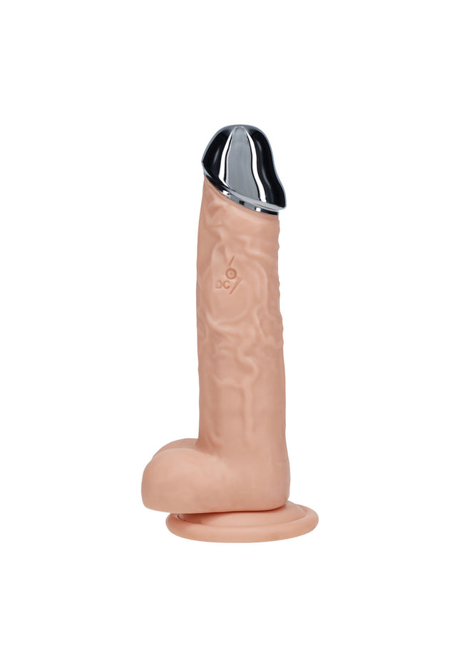 REALROCK Metal Head 8'' Rechargeable Dildo - Flesh - Flesh 22 cm USB Rechargeable Vibrating Dildo with Metal Head and Wireless Remote