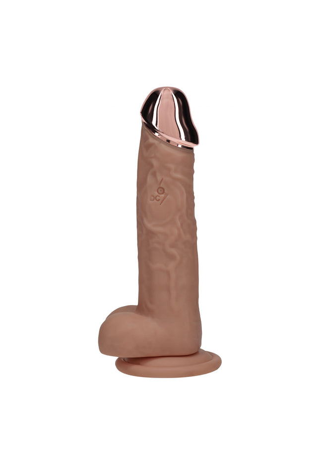 REALROCK Metal Head 8'' Rechargeable Dildo - Tan - Tan 22 cm USB Rechargeable Vibrating Dildo with Metal Head and Wireless Remote