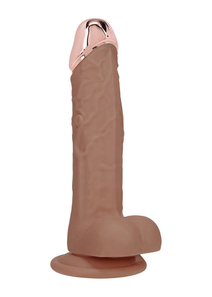 REALROCK Metal Head 8'' Rechargeable Dildo - Tan - Tan 22 cm USB Rechargeable Vibrating Dildo with Metal Head and Wireless Remote