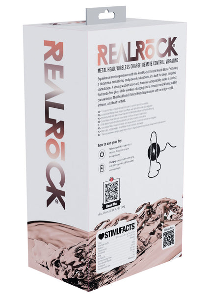 REALROCK Metal Head 8'' Rechargeable Dildo - Tan - Tan 22 cm USB Rechargeable Vibrating Dildo with Metal Head and Wireless Remote