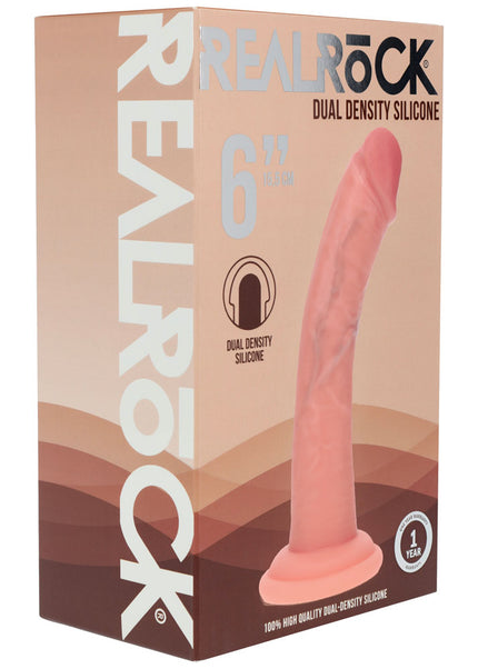 REALROCK Dual Density Silicone 6'' Curved Dildo - Flesh - Flesh 17 cm Dildo