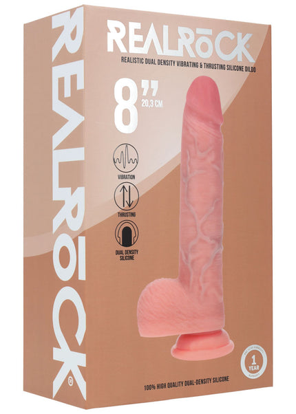 REALROCK Dual Density 8'' Vibrating & Thrusting Dildo - Flesh - Flesh 20.3 cm USB Rechargeable Vibrating & Thrusting Dildo