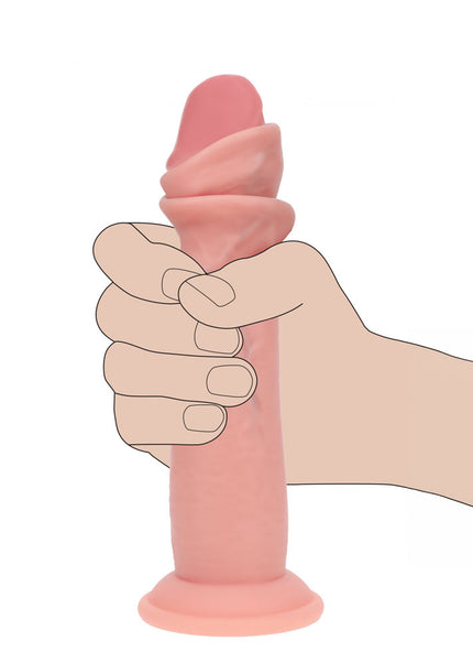 REALROCK Dual Density 6'' Sliding Skin Silicone Dildo - Flesh - Flesh 15.2 cm Sliding Skin Dildo