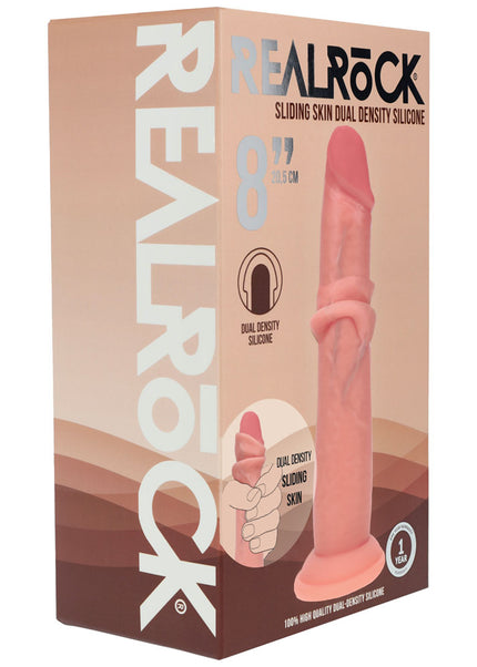 REALROCK Dual Density 8'' Sliding Skin Silicone Dildo - Flesh - Flesh 20.5 cm Sliding Skin Dildo
