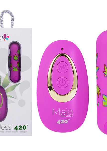 Maia JESSI 420 Remote - Purple 7.6 cm USB Rechargeable Bullet with Wireless Remote