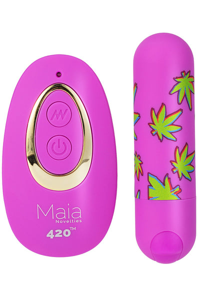 Maia JESSI 420 Remote - Purple 7.6 cm USB Rechargeable Bullet with Wireless Remote
