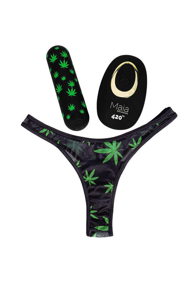 Maia DATE NIGHT 420 PANTY VIBE - L/XL - Black L/XL 420 Panty with Black USB Rechargeable Bullet & Remote