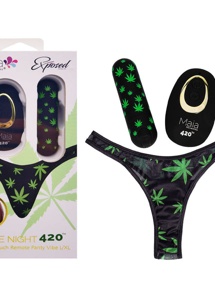 Maia DATE NIGHT 420 PANTY VIBE - S/M - Black S/M 420 Panty with Black USB Rechargeable Bullet & Remote