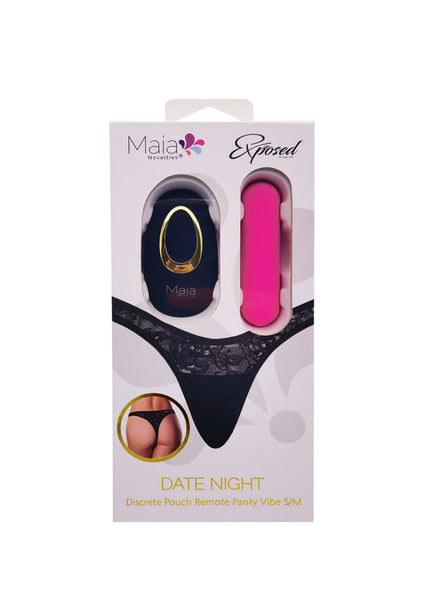Maia DATE NIGHT PANTY VIBE - L/XL - Black L/XL Panty with Pink USB Rechargeable Bullet & Remote