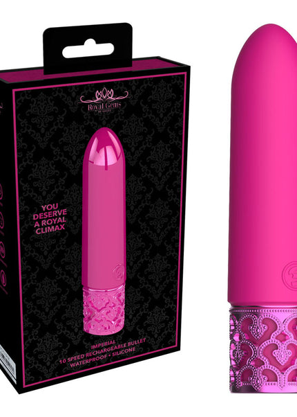 ROYAL GEMS Imperial - Silicone Rechargeable Bullet - Pink 10 cm USB Rechargeable Bullet