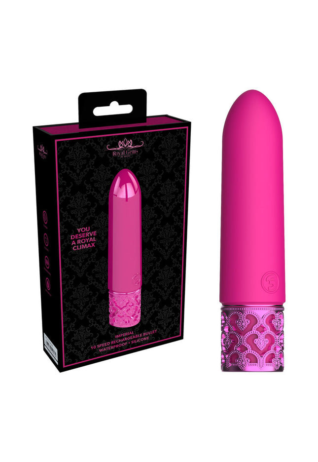 ROYAL GEMS Imperial - Silicone Rechargeable Bullet - Pink 10 cm USB Rechargeable Bullet