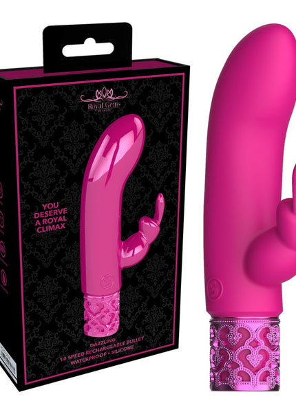ROYAL GEMS Dazzling - Silicone Rechargeable Bullet - Pink 12 cm USB Rechargeable Bullet
