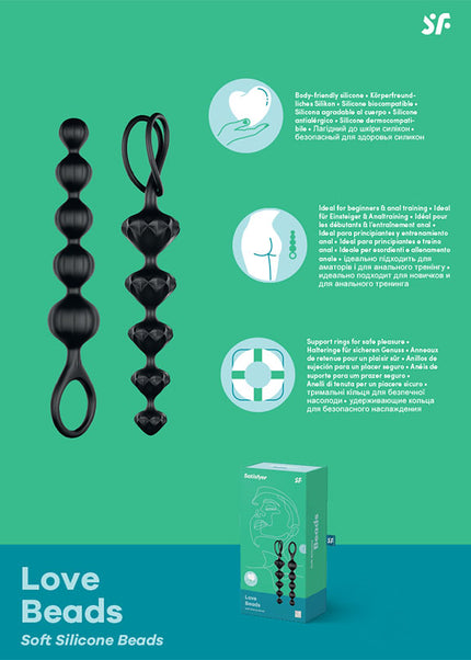 Satisfyer Love Beads - Black 20.5 cm Anal Beads - Set of 2