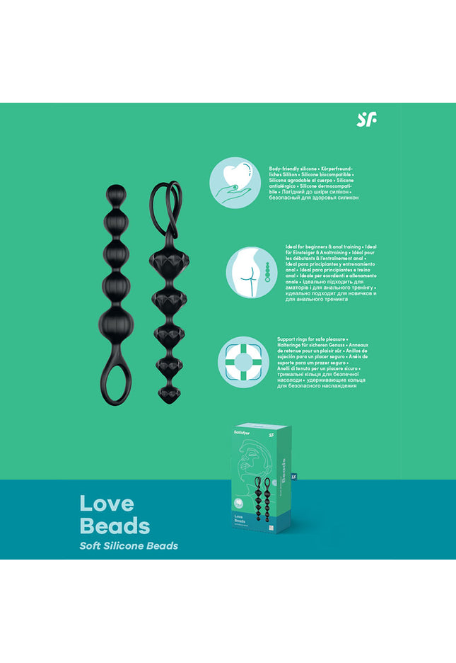 Satisfyer Love Beads - Black 20.5 cm Anal Beads - Set of 2