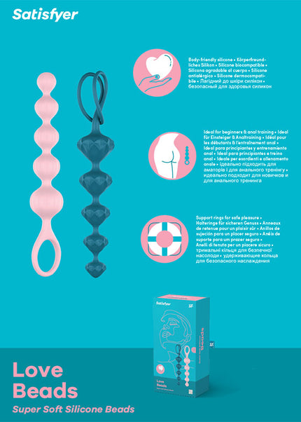 Satisfyer Love Beads - Coloured 20.5 cm Anal Beads - Set of 2