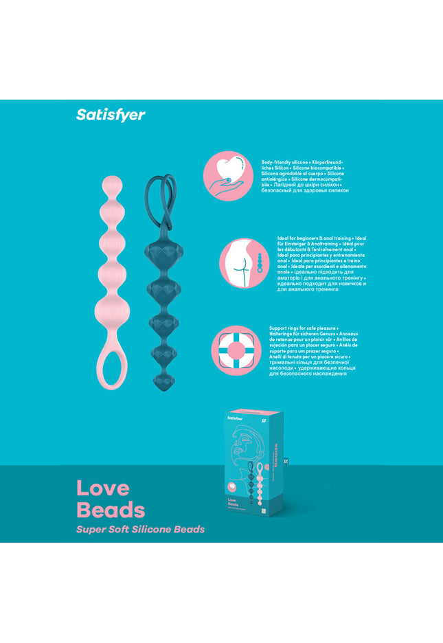 Satisfyer Love Beads - Coloured 20.5 cm Anal Beads - Set of 2