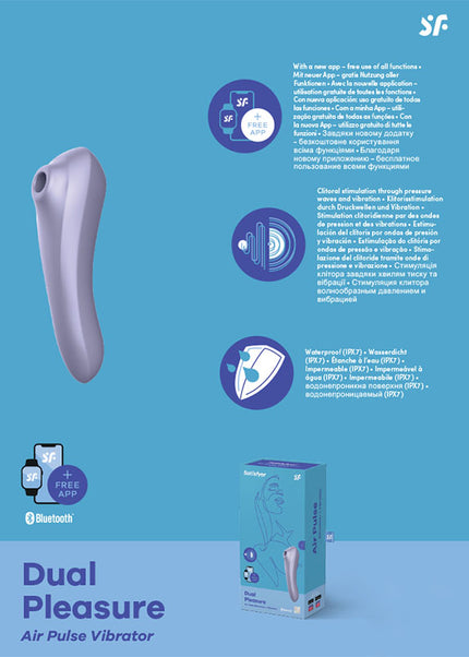 Satisfyer Dual Pleasure - App Contolled Touch-Free USB-Rechargeable Clitoral Stimulator with Vibration