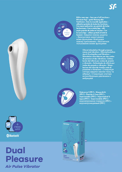 Satisfyer Dual Pleasure - App Contolled Touch-Free USB-Rechargeable Clitoral Stimulator with Vibration