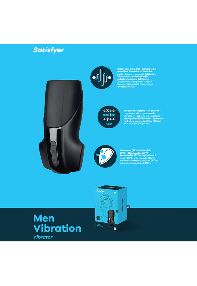 Satisfyer Men Vibration - Black USB Rechargeable Masturbator