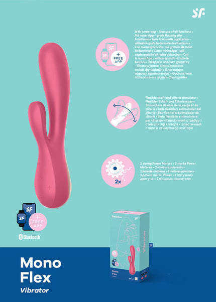 Satisfyer Mono Flex - Red App Controlled USB Rechargeable Rabbit Vibrator