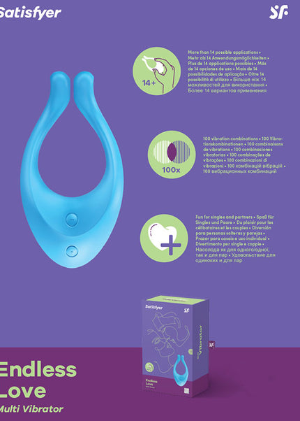 Satisfyer Endless Love - Blue 13 cm USB Rechargeable Couples Stimulator