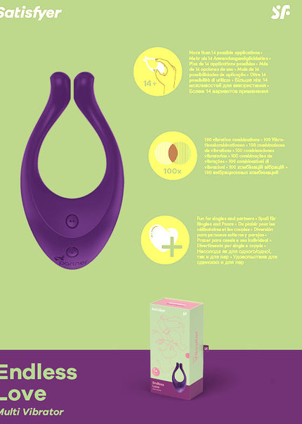 Satisfyer Endless Love - Lilac 13 cm USB Rechargeable Couples Stimulator