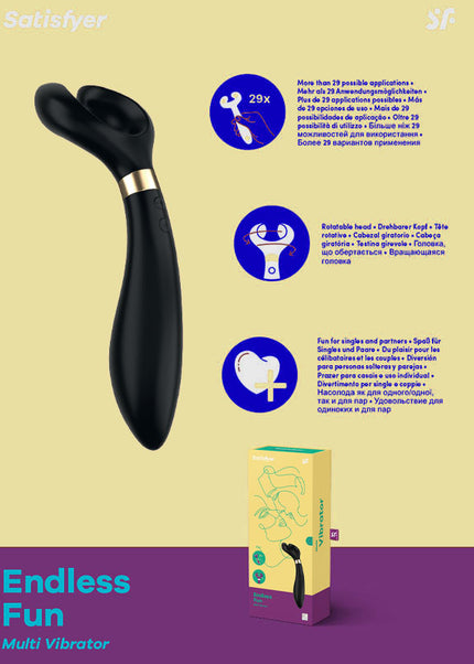 Satisfyer Endless Fun - Black 23.5 cm USB Rechargeable Stimulator