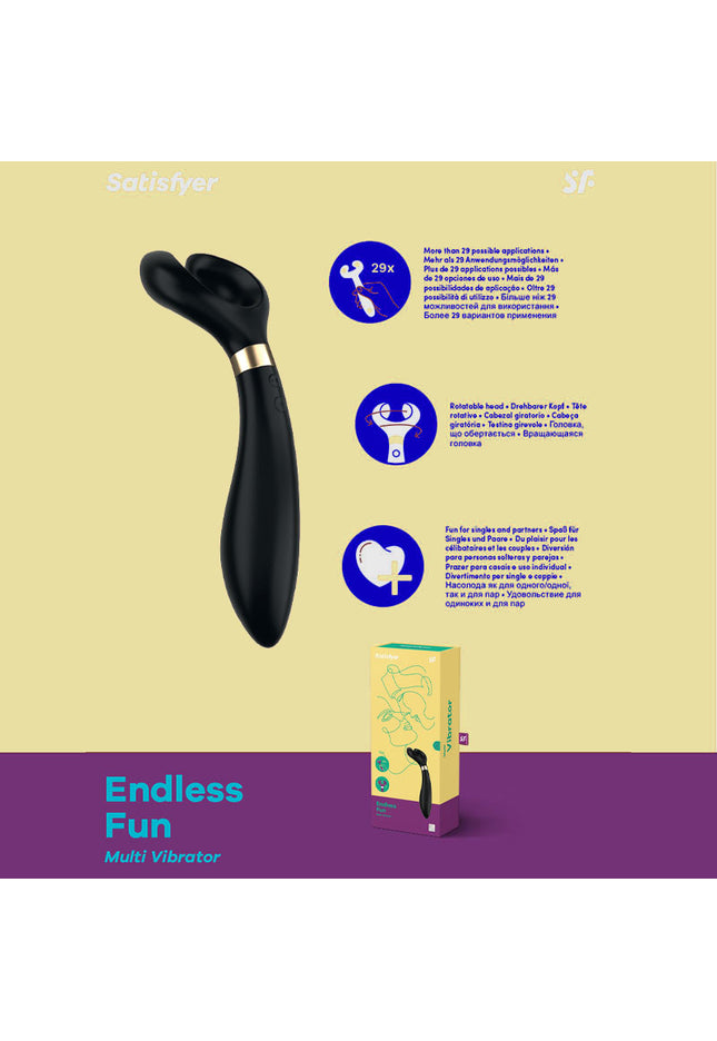 Satisfyer Endless Fun - Black 23.5 cm USB Rechargeable Stimulator