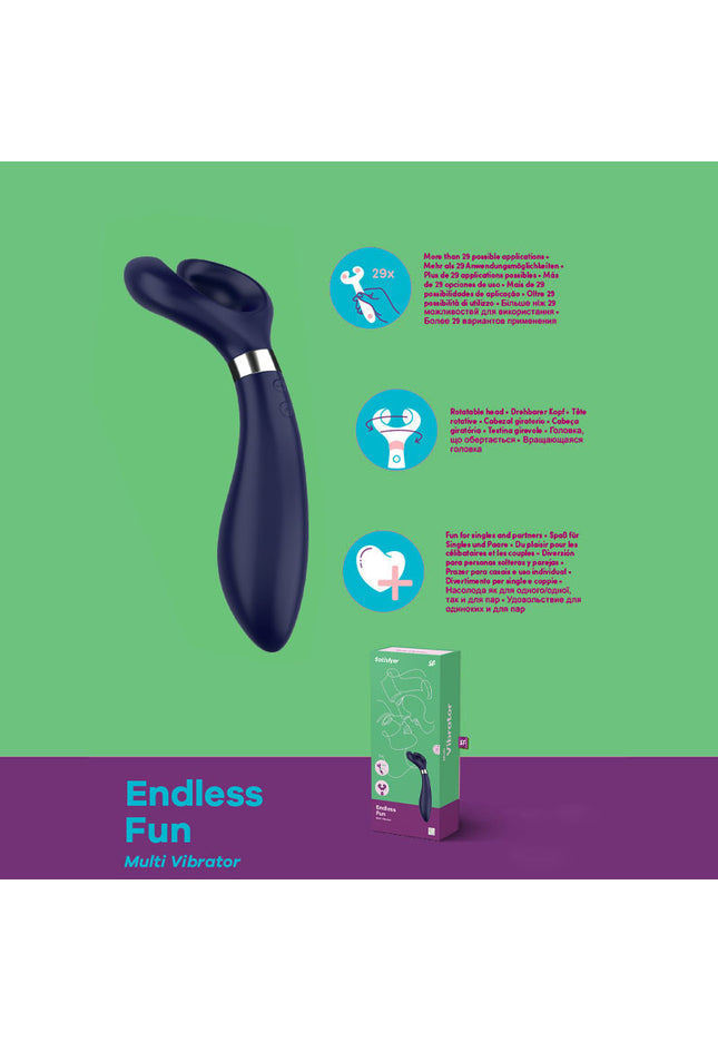 Satisfyer Endless Fun - Blue 23.5 cm USB Rechargeable Stimulator