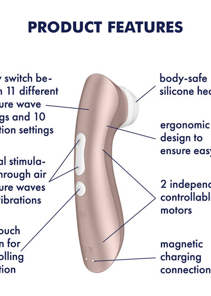Satisfyer Pro 2+ - Touch-Free USB-Rechargeable Clitoral Stimulator with Vibration