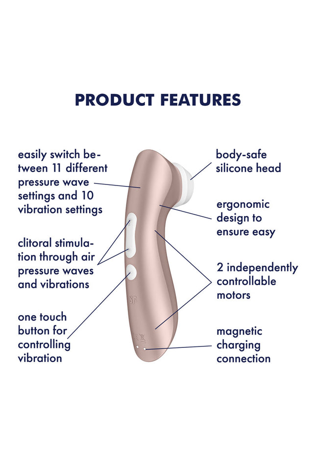 Satisfyer Pro 2+ - Touch-Free USB-Rechargeable Clitoral Stimulator with Vibration