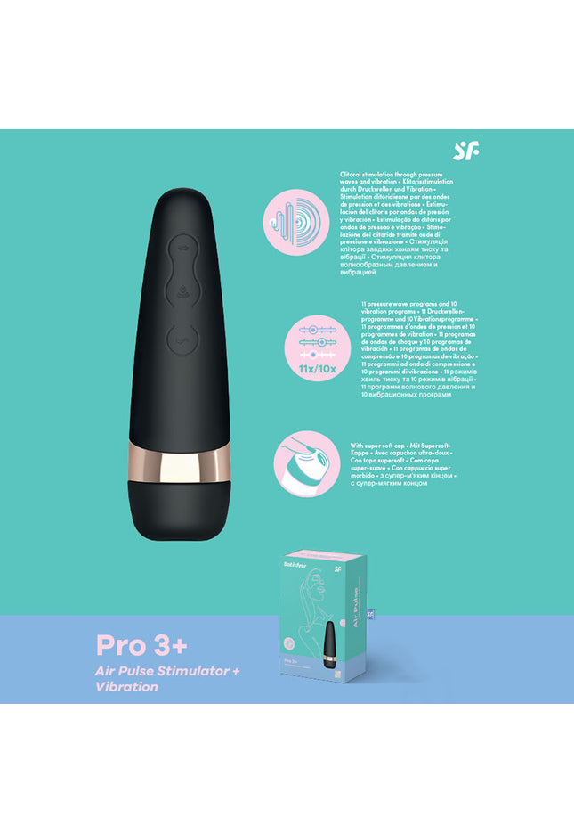 Satisfyer Pro 3+ - Touch-Free USB-Rechargeable Clitoral Stimulator with Vibration