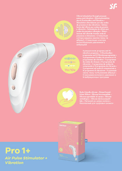 Satisfyer Pro 1+ - White 12.3 cm USB Rechargeable Clitoral Stimulator