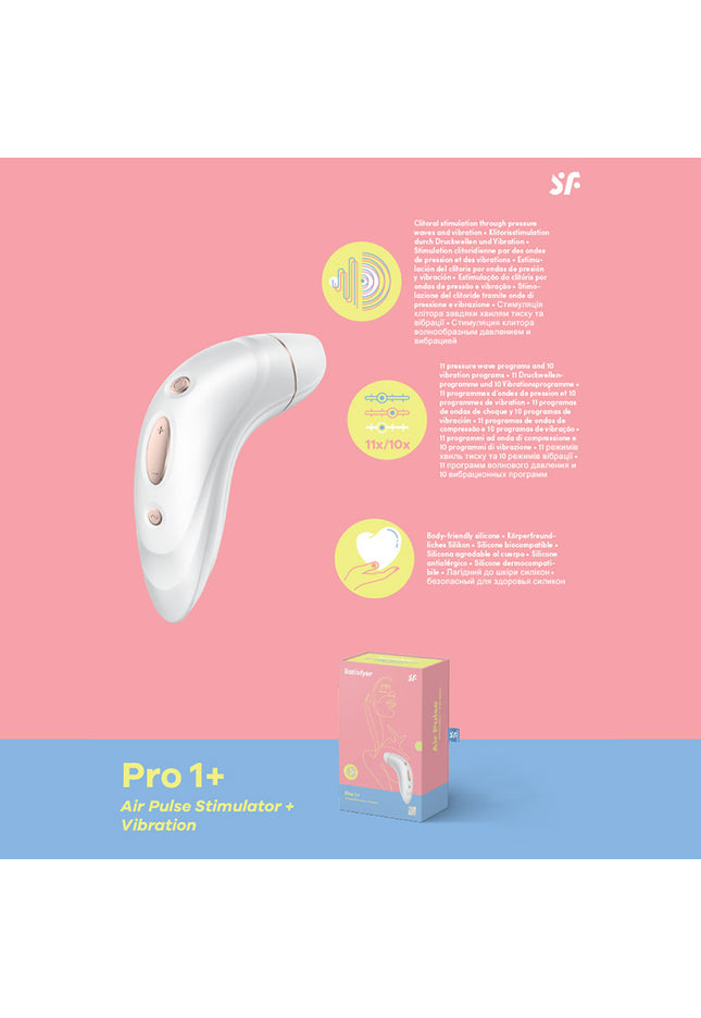 Satisfyer Pro 1+ - White 12.3 cm USB Rechargeable Clitoral Stimulator