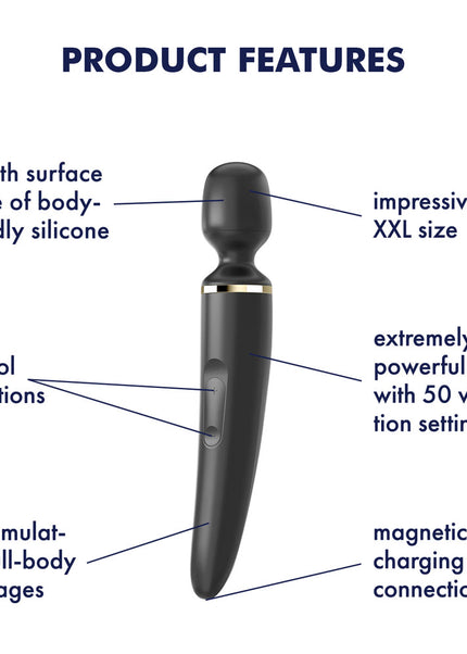 Satisfyer Wand-er Woman - Black USB Rechargeable Massager Wand