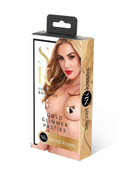Secret Kisses ROSE GOLD GLIMMER PASTIES - Rose Gold Nipple Pasties - Set of 2