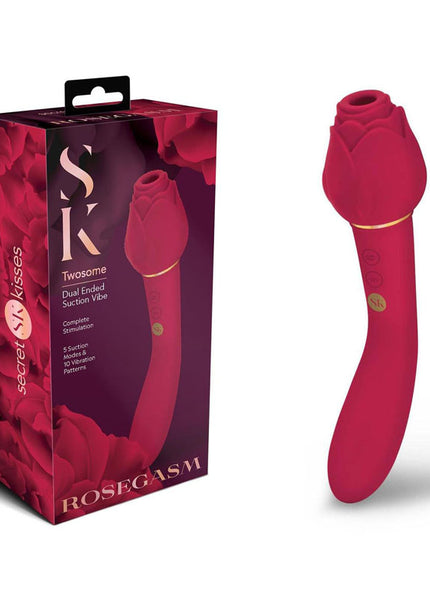 Secret Kisses ROSEGASM TWOSOME - Rose Red 20.3 cm Air Pulsation Stimulator & Vibrator