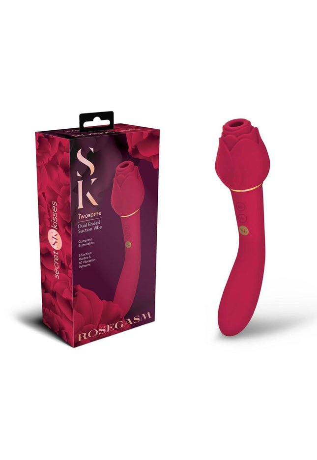 Secret Kisses ROSEGASM TWOSOME - Rose Red 20.3 cm Air Pulsation Stimulator & Vibrator