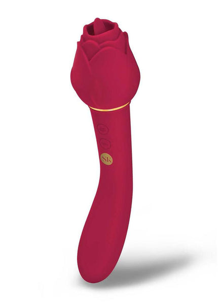 Secret Kisses ROSEGASM LINGO - Rose Red 20.3 cm Dual Vibrator & Flicking Stimulator