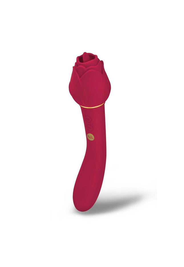 Secret Kisses ROSEGASM LINGO - Rose Red 20.3 cm Dual Vibrator & Flicking Stimulator