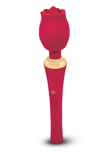 Secret Kisses Rosegasm Rose Wand - Rose Red 30.5 cm USB Rechargeable Massager Wand