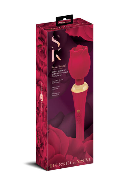 Secret Kisses Rosegasm Rose Wand - Rose Red 30.5 cm USB Rechargeable Massager Wand