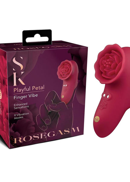Secret Kisses ROSEGASM PLAYFUL PETAL - Red USB Rechargeable Finger Stimulator