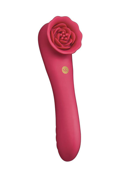 Secret Kisses ROSEGASM ROSE QUAKE - Red 18.8 cm USB Rechargeable Dual Ended Tapping Vibrator