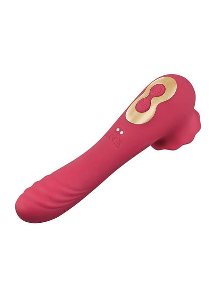 Secret Kisses ROSEGASM ROSE QUAKE - Red 18.8 cm USB Rechargeable Dual Ended Tapping Vibrator