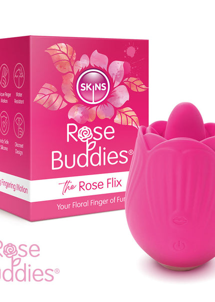 Skins Rose Buddies - The Rose Flix - Pink USB Rechargeable Flicking Rose Stimulator