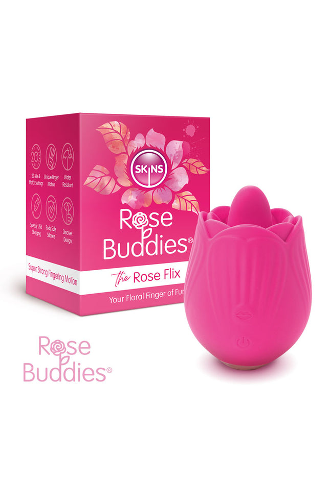 Skins Rose Buddies - The Rose Flix - Pink USB Rechargeable Flicking Rose Stimulator