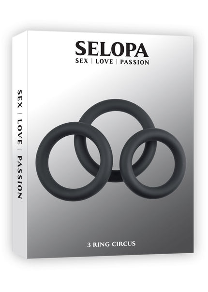 Selopa 3 RING CIRCUS - Black Cock Rings - Set of 3 Sizes