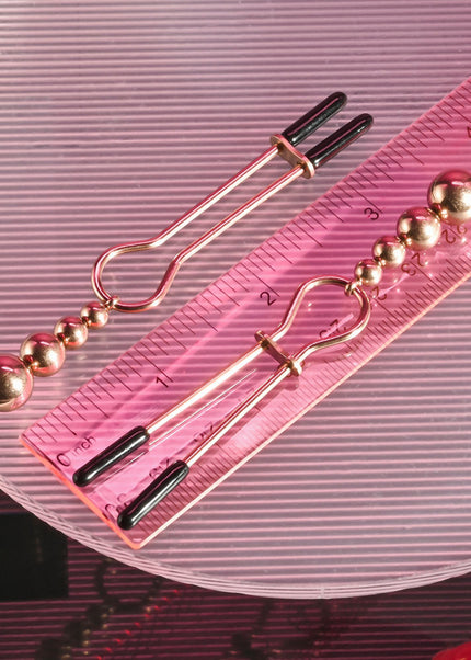 Selopa BEADED NIPPLE CLAMPS - Rose Gold - Rose Gold Nipple Clamps - Set of 2