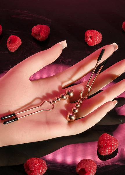 Selopa BEADED NIPPLE CLAMPS - Rose Gold - Rose Gold Nipple Clamps - Set of 2
